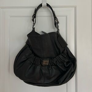 Vintage Burberry Rouched Leather Hobo Bag